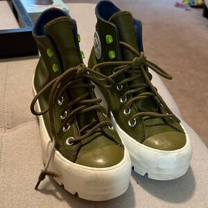 Green Converse All Star Chuck Taylor High-Top Sneakers with White Soles